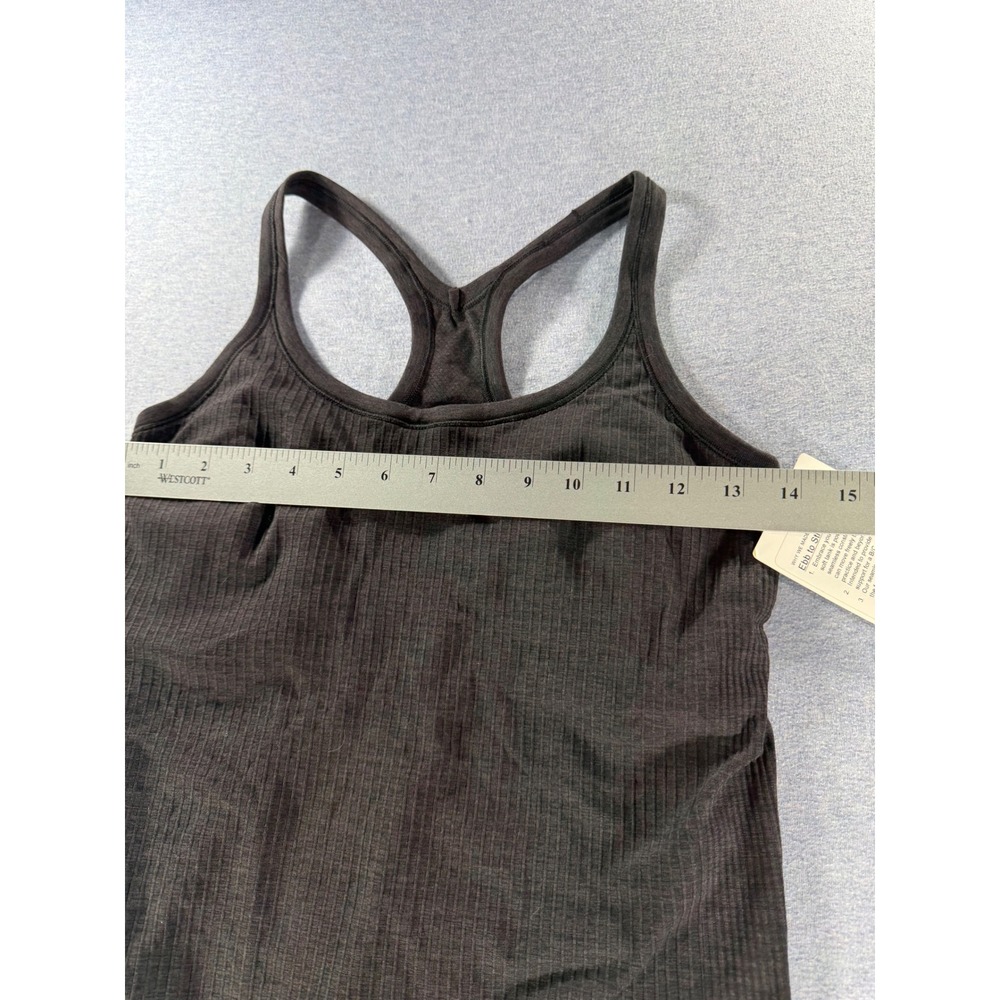 Lululemon Ebb to Street Tank Black Ribbed Built-in Shelf Bra LW1AX1S Size 8 - Picture 6 of 6